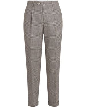 Brunello Cucinelli Prince Of Wales Check Tailored Trousers - Grey