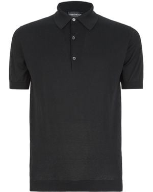 John Smedley Sea Island Cotton Adrian Polo Shirt - Black