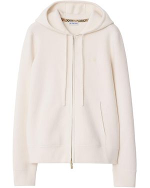 Burberry Cashmere-Blend Zip-Up Hoodie - White
