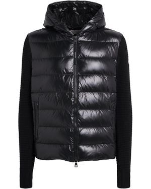 Moncler Virgin Wool-Cashmere Padded Cardigan - Black