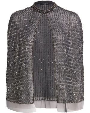 Fabiana Filippi Embellished Cape - Grey