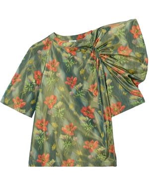Loewe Floral Print Draped Top - Green