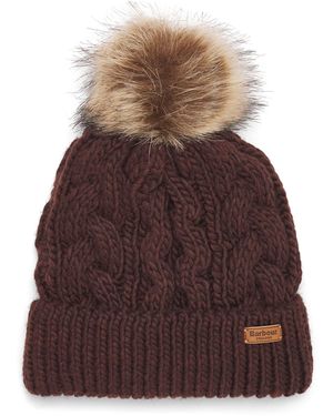 Barbour Cable-Knit Penshaw Beanie - Brown