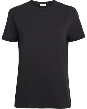 Moncler Cotton Logo Embroidered T-Shirt - Black