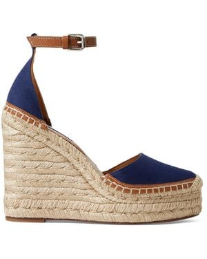 Ralph Lauren Canvas Parson Wedge Espadrilles 110 - Blue