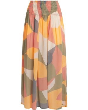 Eres Silk Printed Highlight Maxi Skirt - Orange