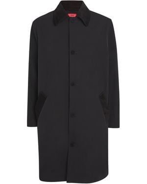 424 Leather-Trim Trench Coat - Black