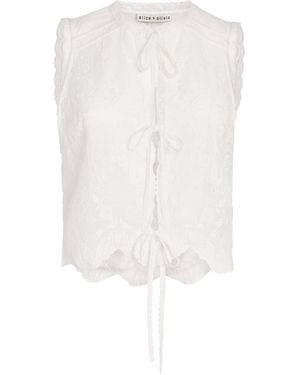 Alice + Olivia Cotton Embroidered Amal Blouse - White
