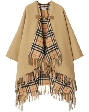 Burberry Wool Check-Lined Cape - Natural