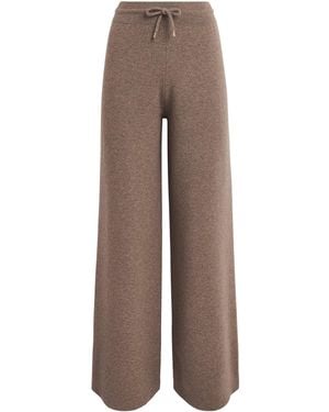 Agnona Cashmere-Wool-Silk Wide-Leg Pants - Brown