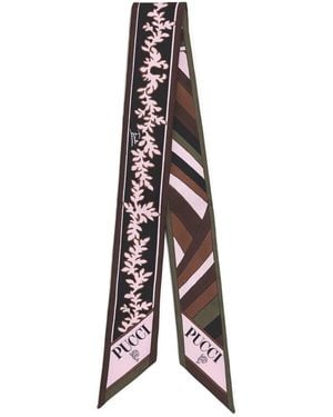 PUCCI Silk Mixed Print Twill Scarf - Green