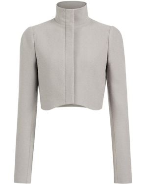 Alaïa Wool Curved-Hem Cropped Jacket - Grey