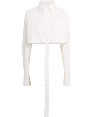 Late for Work Cotton Deconstructed Cropped Shirt - White