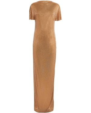 Roland Mouret Diamante-Embellished High-Neck Gown - Brown