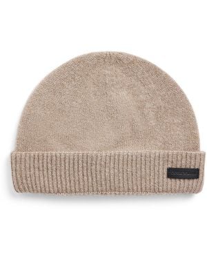 Emporio Armani Cashmere Logo Beanie - Natural