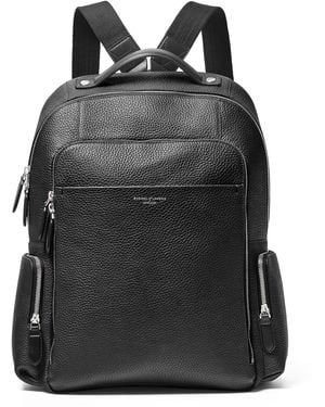 Aspinal of London Pebble Leather Reporter Zipped Backpack - Black
