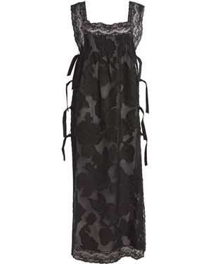 Loretta Caponi Lace-Trim Fiocchini Nightdress - Black