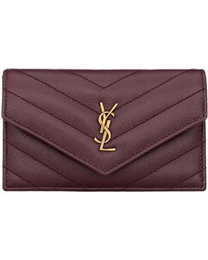 Saint Laurent Cassandre Matelassé Envelope Wallet - Purple