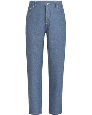 Brunello Cucinelli Virgin Wool Slim Trousers - Blue