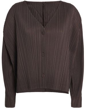 Pleats Please Issey Miyake Ramie Cardigan - Brown