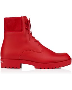 Christian Louboutin Trapman Leather Lace-Up Boots - Red