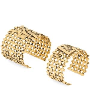 Saint Laurent Hammered Cassandre Cuff Bracelets - Metallic