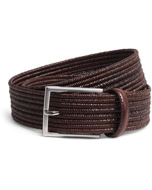 Canali Leather Woven Belt - Brown