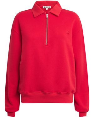 ÉTERNE French Terry Polo Sweatshirt - Red