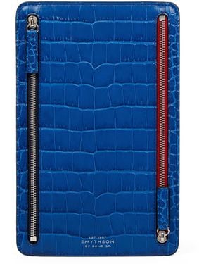 Smythson Panama Leather Multi-Zip Travel Wallet - Blue