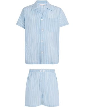 Derek Rose Cotton Amalfi Pyjama Set - Blue