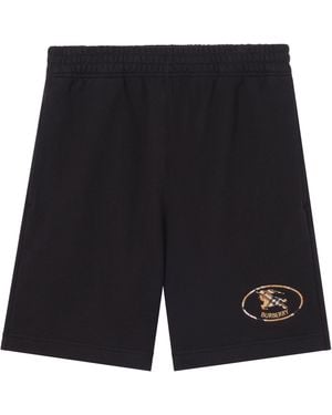 Burberry Cotton Check Knight Stamp Shorts - Black