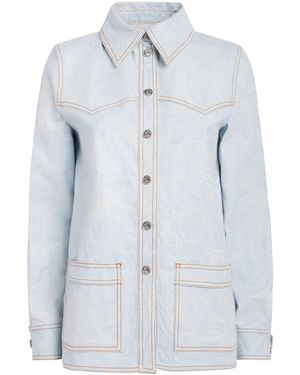 Etro Stretch-Denim Paisley Shacket - Blue