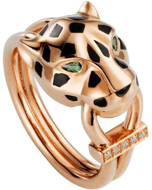 Cartier Diamond, Tsavorite And Onyx Panthère De Ring - Metallic