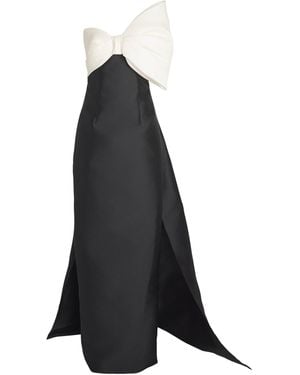 Monique Lhuillier Asymmetric Bow Column Gown - Black