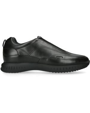 John Lobb Leather Stream Laced Trainers - Black
