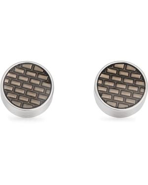Tateossian Rhodium-Plated Brick Cufflinks - Metallic