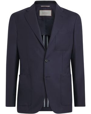 Canali Wool-Silk Deconstructed Suit Jacket - Blue