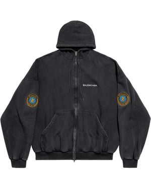 Balenciaga Cotton Uniform Patch Hoodie - Black
