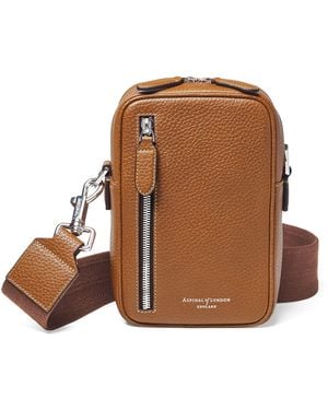 Aspinal of London Leather Reporter North South Cross-Body Bag - Brown