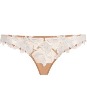 Fleur du Mal Lily Embroidery Thong - Natural