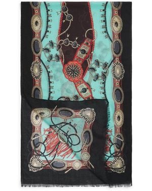 Etro Wool-Cashmere Jewel Print Tosca Scarf - Black