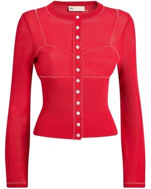 Tory Burch Stitch Cardigan - Red