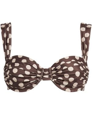 Faithfull the Brand Polka-Dot Sol Bikini Top - Brown