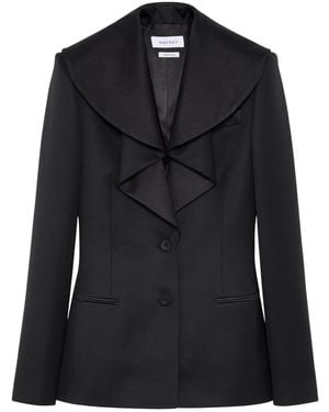 McQueen Wool Waterfall-Collar Blazer - Black