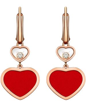 Chopard And Diamond Happy Hearts Earrings - Red