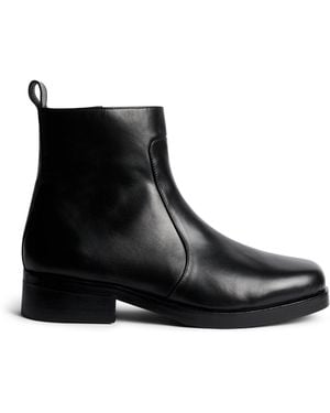 Studio Nicholson Leather Square-Toe Boots - Black