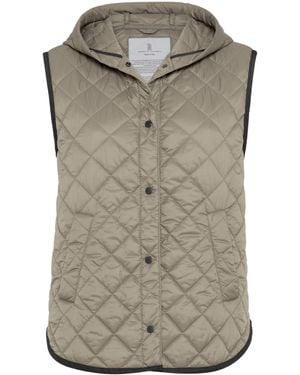 Brunello Cucinelli Quilted Hooded Gilet - Grey