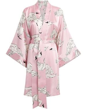 Olivia Von Halle Silk Swan Mimi Robe - Pink