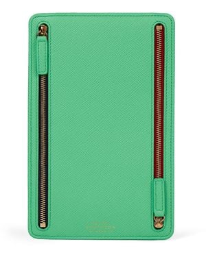 Smythson Leather Panama Multi-Zip Travel Wallet - Green