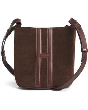 Harrods X Tusting Small Suede H Cross-Body Bag - Brown